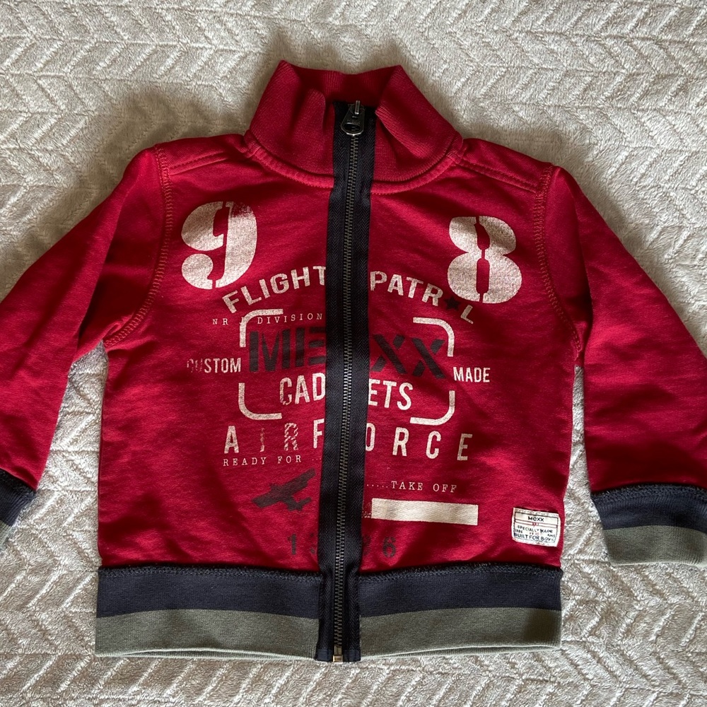 3/4T Handsome Red & Black Zip up sweater for Boys MEXX